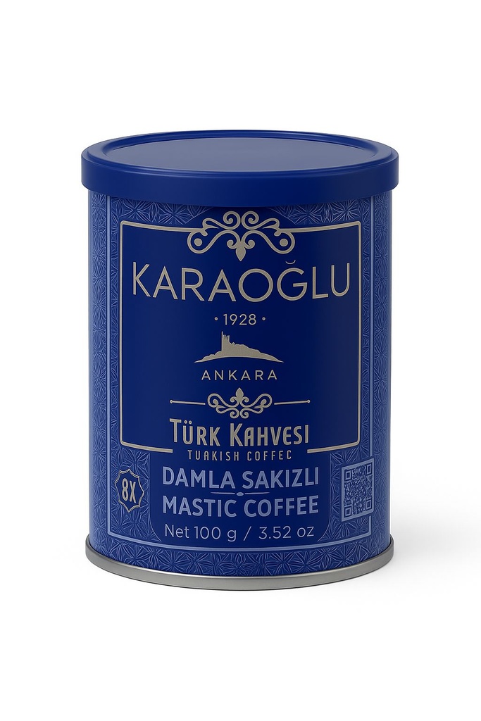 KARAOGLU TURK KAHVESI TENEKE (DAMLA SAKIZLI) (100GR*12)