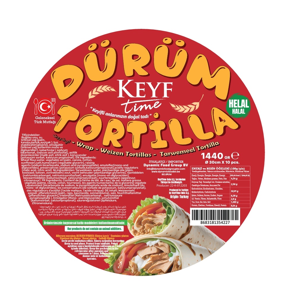 KEYFTIME TORTILLA 25CM (12 X 10ST X 65GR)